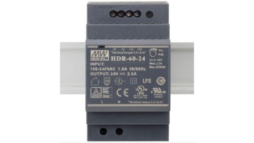 Zasilacz na szynę DIN 150W HDR-150-24 6,25A 24VDC do led Mean Well
