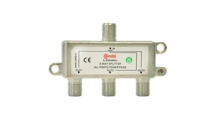 Rozgałęźnik sygnału splitter 5-2400Mhz 3 wyjścia power pass CORAB