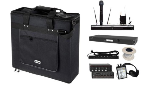 Przenośna pętla powierzchniowa w torbie rack, z mikrofonami, na salę do 150m2, IL-SET-V22BAG4U