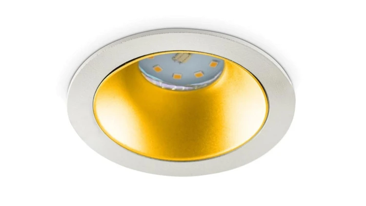 Oprawa Sufitowa Okrągła Podtynkowa Stała GU10 MR16 Złota SIENA Kobi