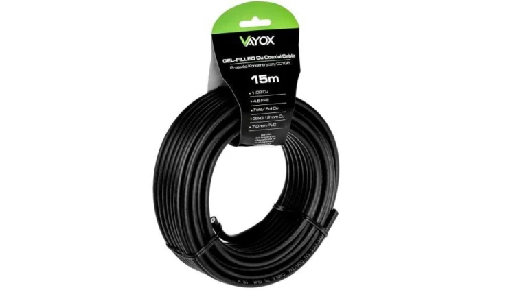 Przewód koncentryczny 1.02 Cu + 32x0.12mm Cu CC1-15GEL czarny Vayox 15m