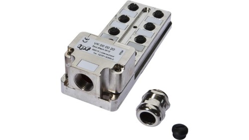 Rozdzielacz, 8x M12 5-PIN, odlew cynkowy, M20 x 1,5 Z wyświetlaczem LED VK000020