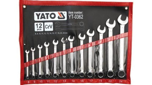 Komplet kluczy płasko-oczkowych 12-części 8-24mm polerowane