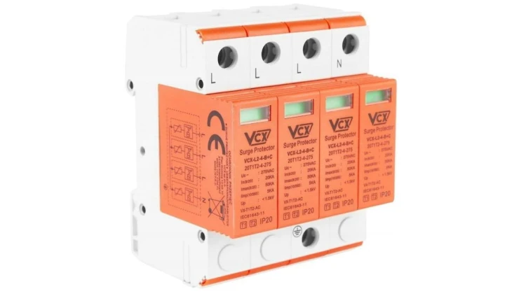 Ogranicznik przepięć AC 5kA 4P T1+T2 B+C Ochronnik VCX