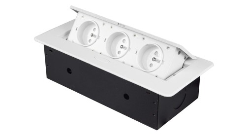 Gniazdo blatowe 3-krotne z pokrywą uchylną białe GB3PL-WHITE