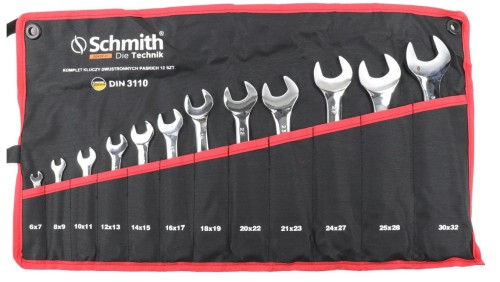 Klucze płaskie dwustronne 6-32mm zestaw 12szt. - Schmith