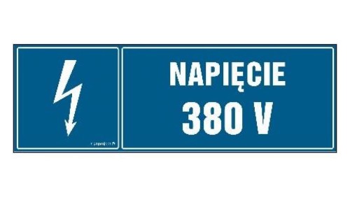 ZNAK - HI001 Napięcie 380 V 30 x 10 cm PN - Płyta 1mm
