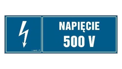 ZNAK - HI002 Napięcie 500 V 20 x 6,7 cm FN - Folia samoprzylepna