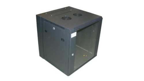 Szafa 19 wisząca KERN 12U 600x600 RAL9004 szkło szafa dzielona