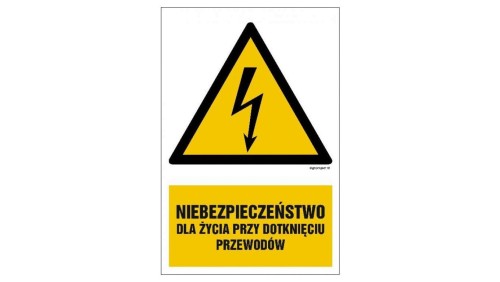 ZNAK - HA007 Niebezpieczeństwo dla życia przy dotknięciu przewodów 7,5 x 10 cm FN - Folia samoprzylepna