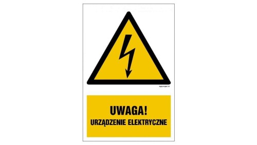ZNAK - HA022 Uwaga urządzenie elektryczne 7,5 x 10 cm FN - Folia samoprzylepna
