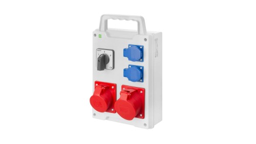 Rozdzielnica budowlana RS wyłącznik L/P, 2X2P+Z, 16A/5P, 32A/5P IP44 6214-17