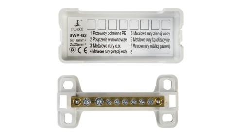 Szyna wyrównawcza do wyrównania potencjału 6x1,5-6mm2, 2x6-25mm2 SWP-G2 SWP-G2 A14-6208