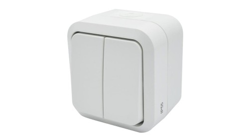Łącznik świecznikowy podwójny natynkowy Aqua Pro IP55 biały / 60223