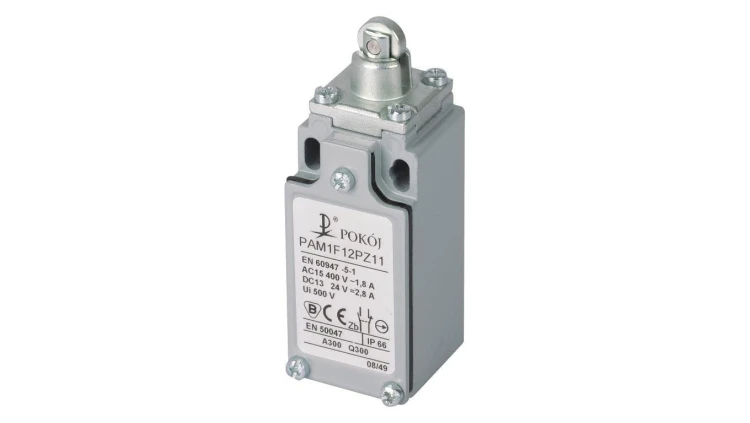 Wyłącznik krańcowy 1R 1Z migowy metal popychacz stalowy z rolką stalową Ø10,5 PAM1F12PZ11 A37-4660