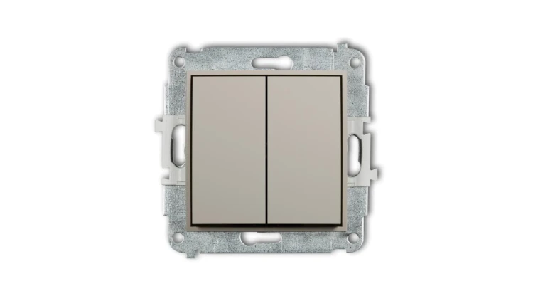 MINI Mechanizm łącznika żaluzjowego z podtrzymaniem (dwa klawisze bez piktogramów) taupe 60MWP-88.1