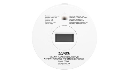 Czujnik tlenku węgla (czadu) i dymu (2w1) bateryjny CTD-01 GAR10000084