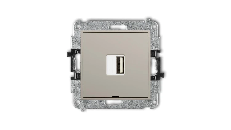 MINI Mechanizm ładowarki USB pojedynczej USB A, 10W max., 5V, 2A, bez pola opisowego taupe 60MCUSBBO-3