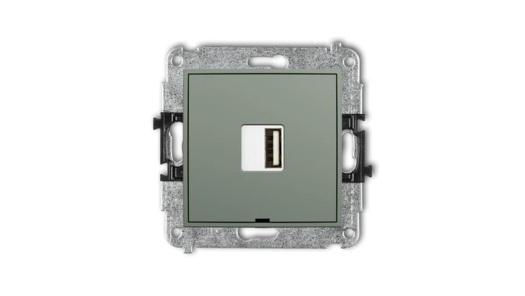 MINI Mechanizm ładowarki USB pojedynczej USB A, 10W max., 5V, 2A, bez pola opisowego szałwiowy 61MCUSBBO-3