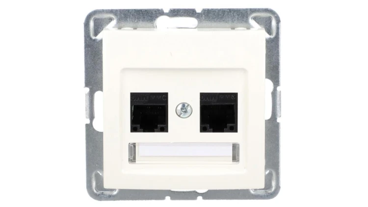 IMPRESJA Gniazdo komputerowe podwójne RJ45 kat.5e MMC ecrue GPK-2Y/K/m/27