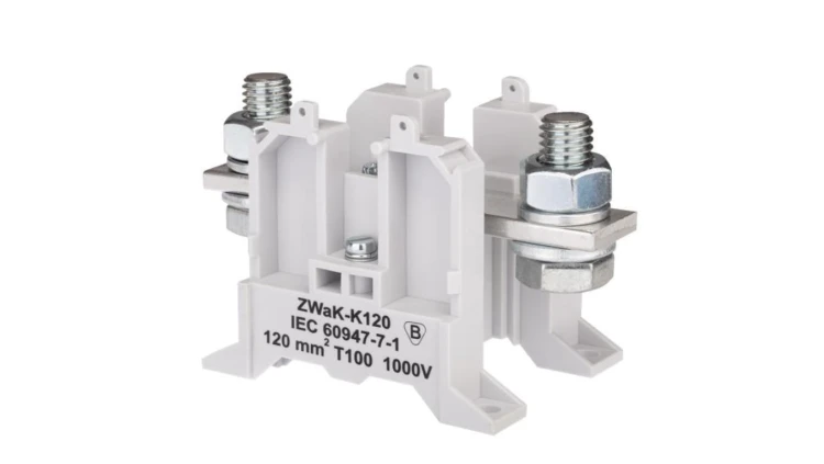 Złączka szynowa 2-przewodowa wielkoprądowa 16-95 mm2 zaciski do żył z końcówką kablową szary ZWaK-K120 A11-1918