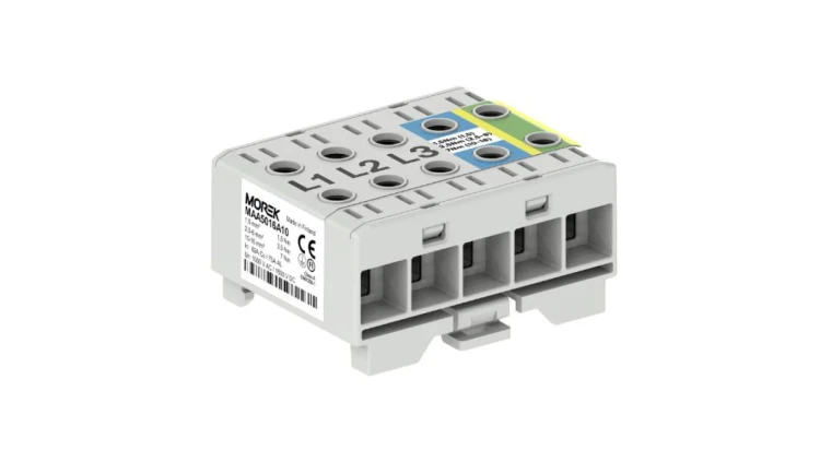 Złączka OTL16-5x szary, niebi, żół-ziel 5x1x Al/Cu 1,5-16mm² 1000V AC/1500V DC Zacisk uniwersalny mocowanie na szynę MAA5016A10