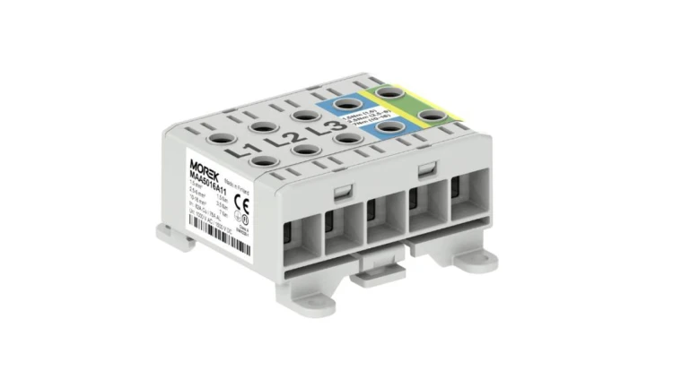 Złączka OTL16-5x szary,niebi,żół-ziel 5x1x Al/Cu 1,5-16mm² 1000V AC/1500V DC Zacisk uniwersalny, montaż DIN i podłoże MAA5016A11