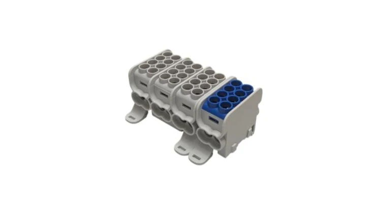 Blok dystrybucyjny - rozdzielczy HLAK25 4P szary, niebieski 2xAl/Cu 25mm²+16mm² 1000VAC/1500VDC MAG4253AB0