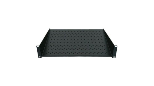 Półka 1U 150mm rack 19, 2 pkt mocowania, perforowana, czarna
