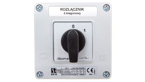 Łącznik krzywkowy 0-1 2P 16A w obudowie SK16-1.828OB11