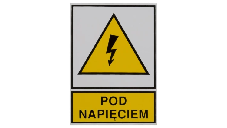 Tabliczka /znak ostrzegawczy/ TZO 52X74S /POD NAPIĘCIEM/ E04TZ-01011110800 /10szt./