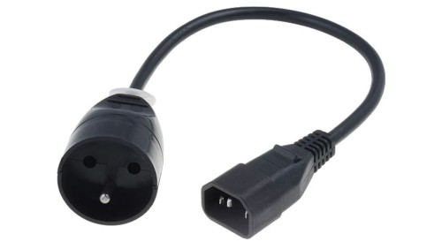 Przedłużacz do UPS 1-gniazdo z/u 10A /H05VV-F 3x1 0,3m/ z wtykiem IEC C14 PS-PCU 171