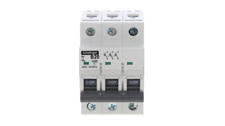 Wyłącznik nadprądowy 3P B 20A 4,5kA AC SCHELINGER A02-G7-3P-B20
