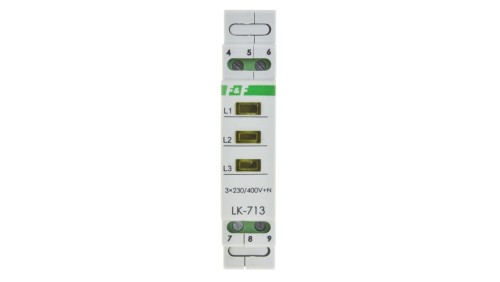 Lampka modułowa 3-fazowa żółta 3x230V+N AC LK-713Y