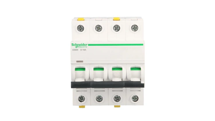 Wyłącznik nadprądowy 4P D 16A 6kA AC iC60N-D16-4 Acti9 A9F05416