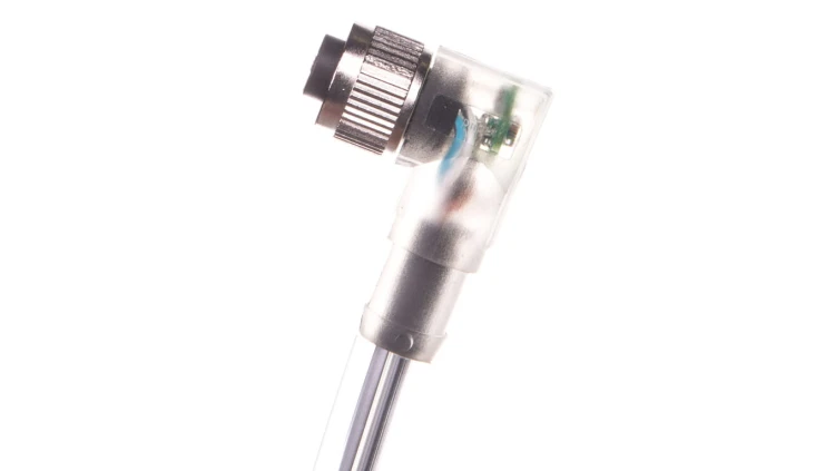 Kabel 4P 5m wolny koniec przewodu gniazdo kątowe M12 z LED SAC-4P-5,0-PUR/M12FR-3 1668302