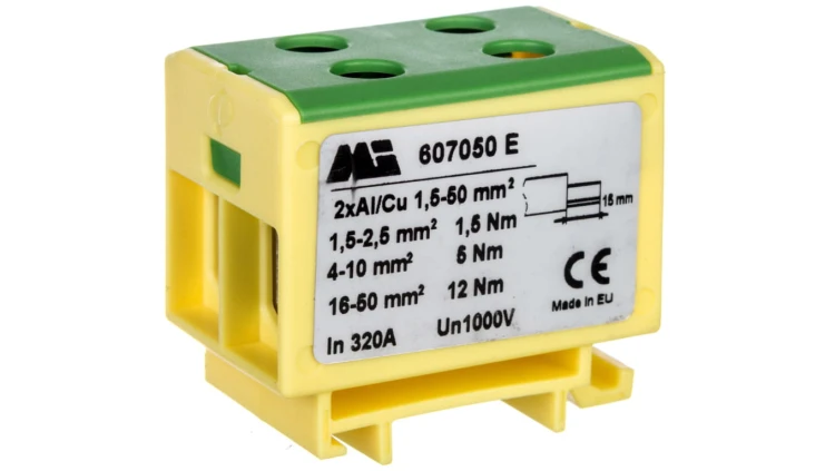 Złączka szynowa 2-torowa 1,5-50mm2 żółto-zielona EURO multiOTL 50 2xAl/Cu 607050 E