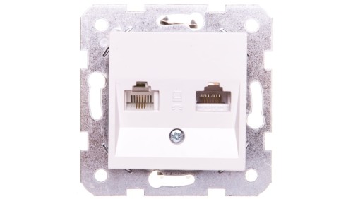 Karre Gniazdo Teleinformatyczne 1xrj11+1xrj45 Kat. 5e, Kolor Biały / 90963635