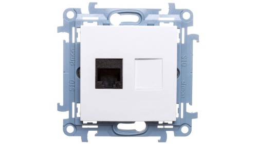 Simon 10 Gniazdo komputerowe pojedyncze RJ45 kat.6 biały C61.01/11