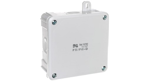 Puszka hermetyczna n/t 2K 98x98x46mm (4xPG13,5mm IP68) z 5x2,5mm2 IP55/IP65 szara 0290-80
