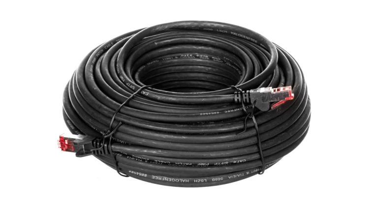 Kabel krosowy patchcord S/FTP (PiMF) kat.6 LSZH czarny 20m 68697