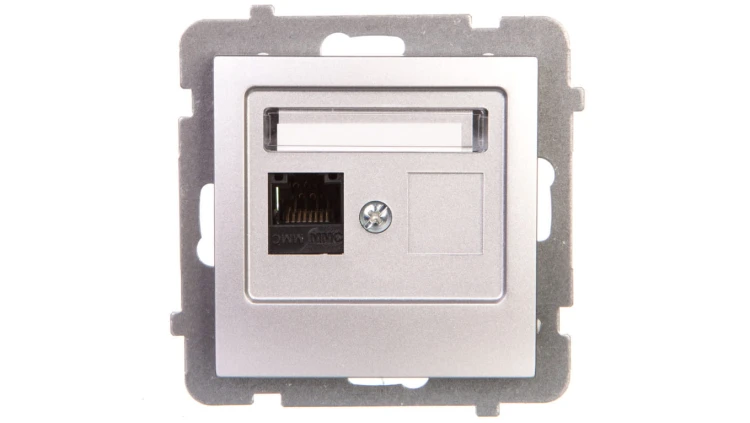 AS Gniazdo komputerowe pojedyncze RJ45 kat.5e MMC srebro GPK-1G/K/m/18
