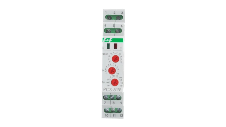 Przekaźnik czasowy 2P 8A 0,1sek-576h 12V AC/DC wielofunkcyjny PCS-519-12V