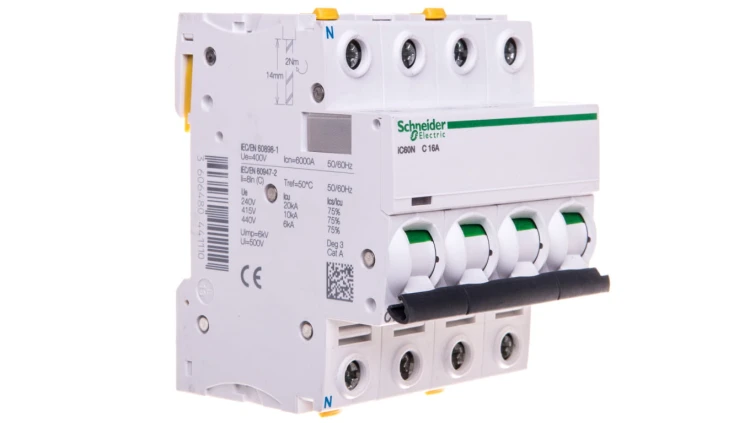 Wyłącznik nadprądowy 3P+N C 16A 6kA AC iC60N-C16-3N Acti9 A9F04716