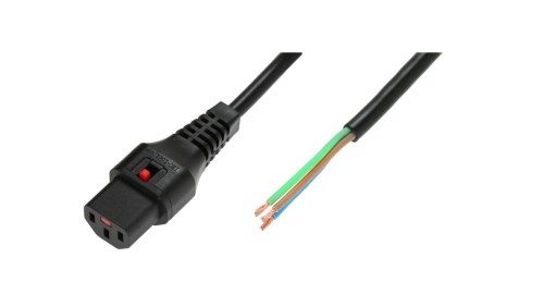 Kabel zasilający do zarobienia 3x1 OPEN/IEC C13 prosty M/Ż czarny IEC-PC1025 /2m/