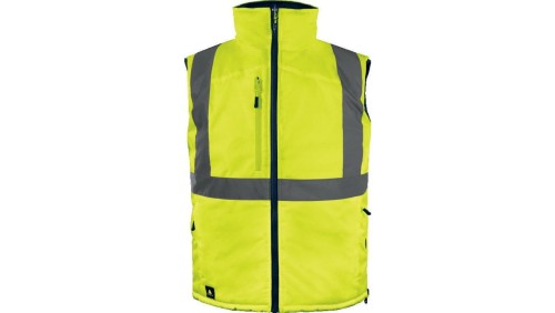 Kamizelka ocieplana, ostrzegawcza, dwustronna z poliestru Oxford, kl.2, kolor Żółty Fluo-Granatowy, rozmiar: S, FIDJ3HVJAPT
