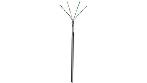 Kabel Skrętka Kat 5e F/UTP Drut 305m Czarna Zewnętrzna CCA