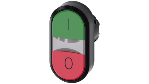 Przycisk podwójny 22mm tworzywo zielony /I/ czerwony /O/ przyciski płaskie z samopowrotem SIRIUS ACT 3SU1000-3AB42-0AK0