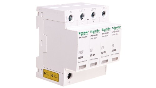 Ogranicznik przepięć Typ T2 3P+N 65kA ze stykiem pomocniczym iPRD-65r-65kA-350V-3PN A9L65601