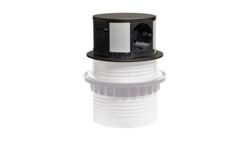 Gniazdo meblowe do zabudowy 3 złącza wtyczkowe schuko 1xUSB A 1xUSB C GMZ-5AO W-72014